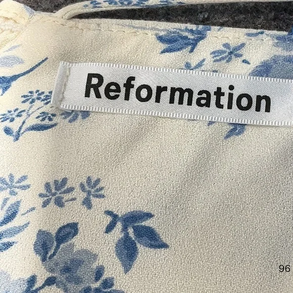 Reformation Saskia Floral Blue and White Mini Dress Size 0 - Picture 8 of 9